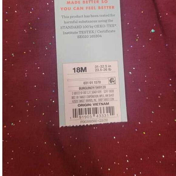 Toddler 18M Girls' Sparkle Long Sleeve T-Shirt, Burgundy Red - Cat & Jack - Picture 2 of 4